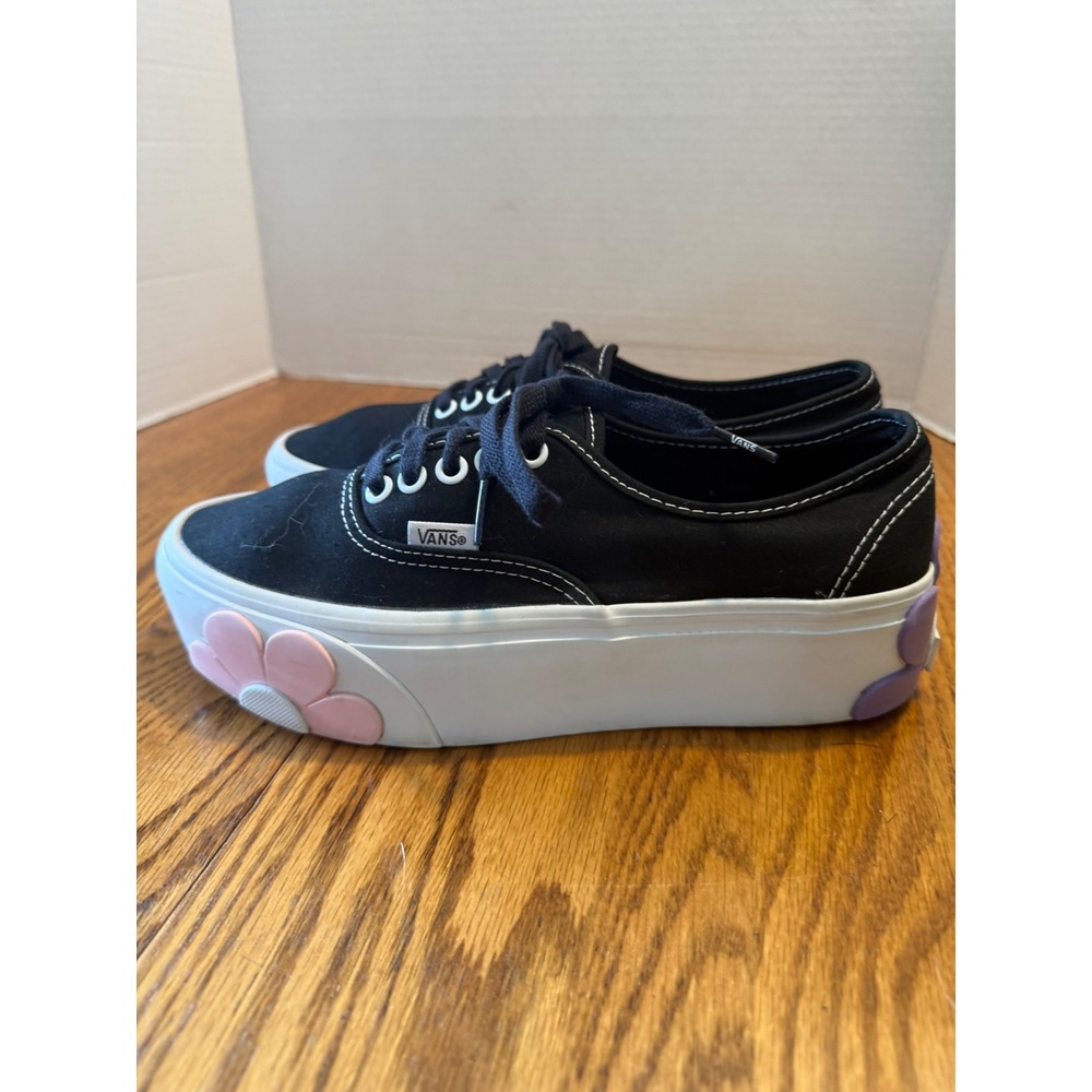 Vans Authentic Stackform Oversized Florals Black Platform Skate Shoes 8.5
